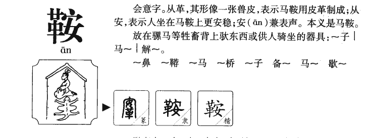 鞍字字源字形
