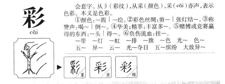 彩字字源字形